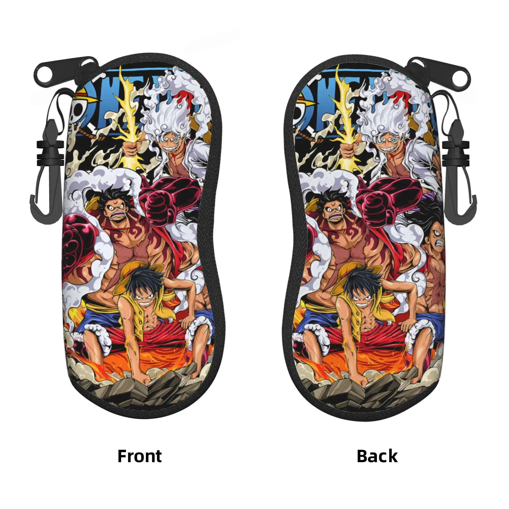 Custom One P-Pieces Luffy Japan Comic Sonnenbrillenetui aus weichem Neopren mit Reißverschluss, Hot Shell Brillenetui, Schutzbox für Brillen