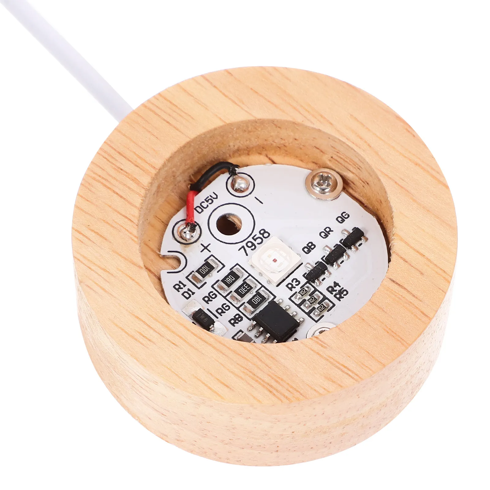 LED Display Base for Crystal Collectors to Improve Presentation, 5V USB 3W Wood Pedestal with Color-Changing Light, 1 Pc