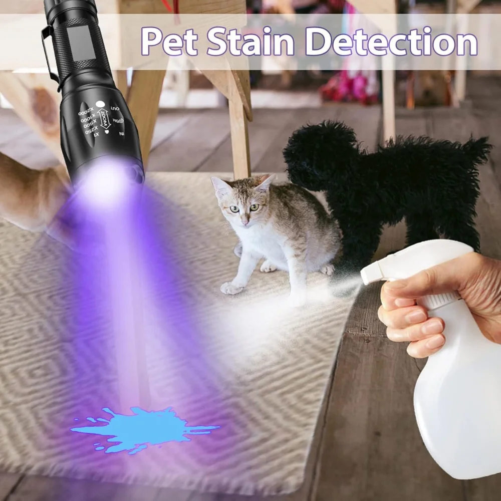 2 in 1 White And Ultraviolet Flashlight Type C Rechargeable UV Flashlights Portable Black Light Pet Urine Detector UV Flashlight