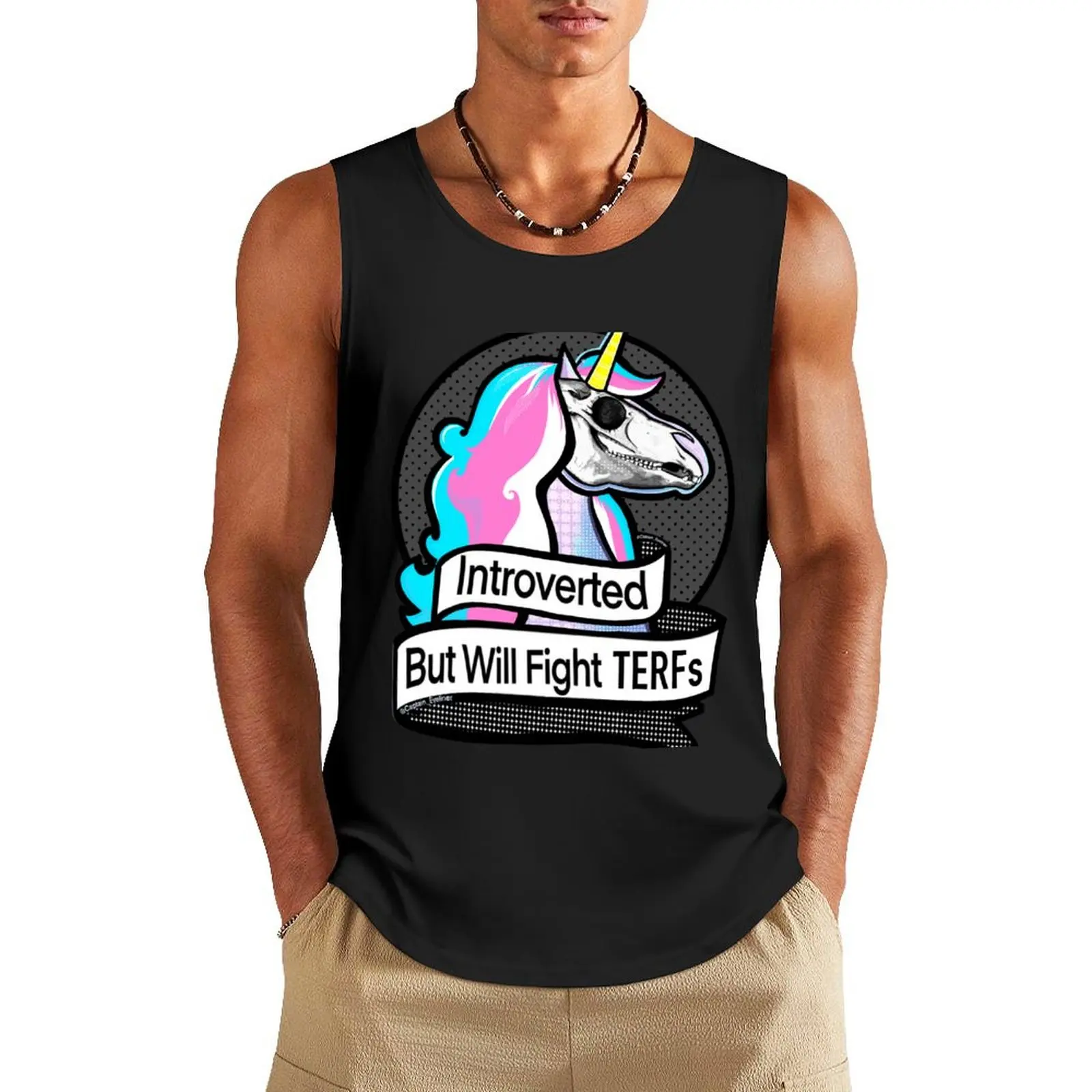 

Introverted But Will Fight TERFs Tank Top anime clothes Body man sleeveless shirt man gym
