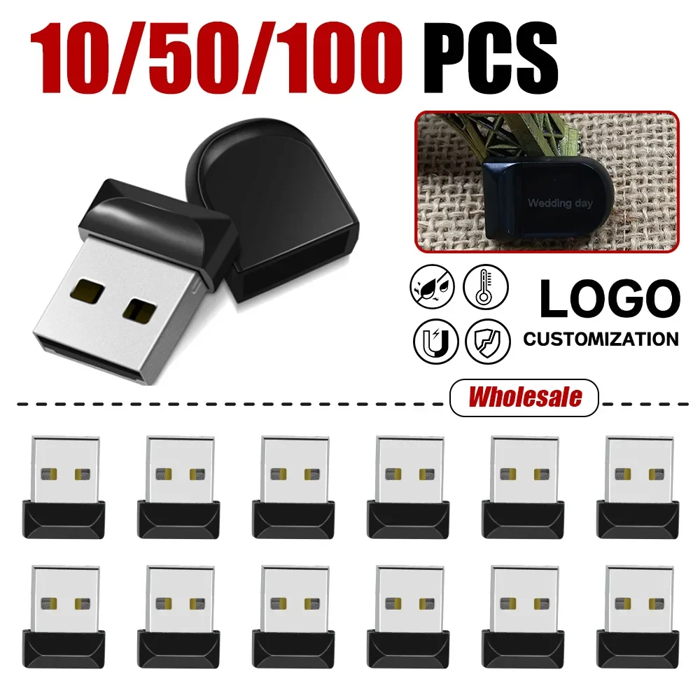 10/50/100pcs lot Super Mini USB Flash Drive 64G 32G Waterproof Pendrive 4GB 8GB 16G Real Capacity USB2.0 Memory Stick Thumbdrive