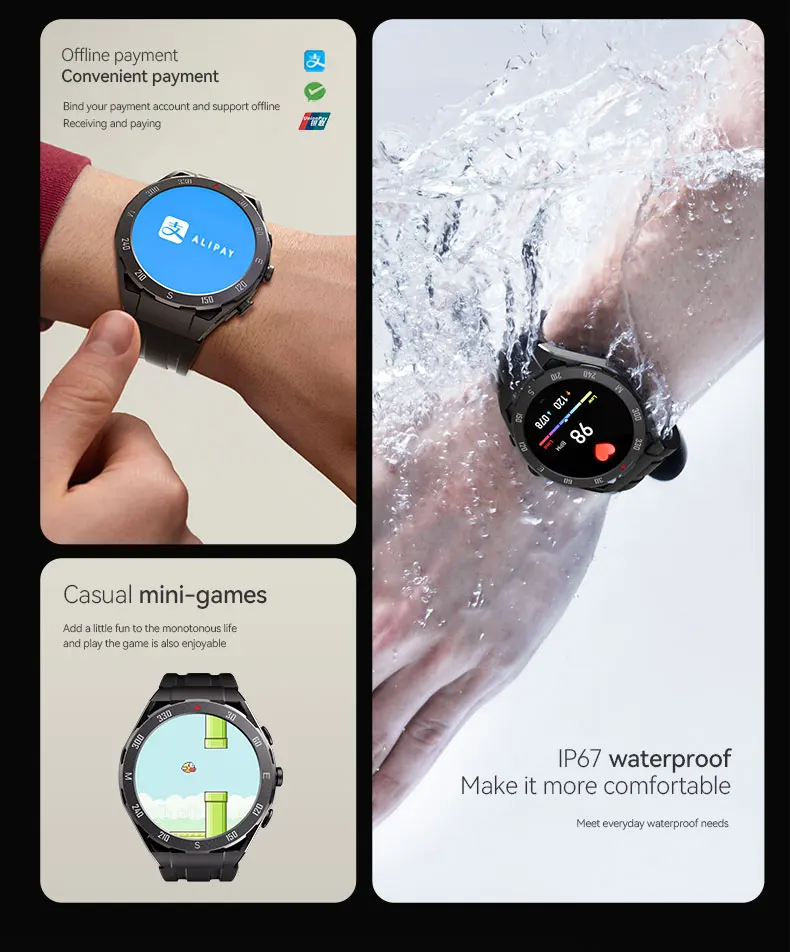 Wonlex MF02 ساعة ذكية TWS 3 في 1 سماعات بلوتوث دفع غير متصل 24 ساعة مراقبة الصحة IP67 مقاوم للماء ساعة ذكية للرجال