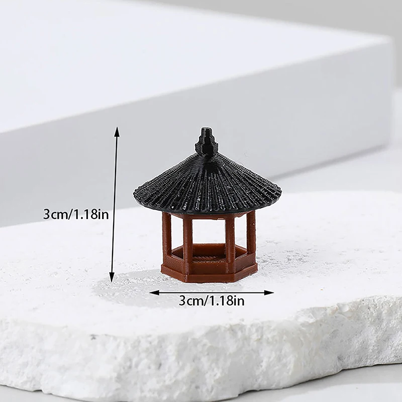 Mini Pagoda Statue Fairy Garden Decor Pavilion Hexagon Asian Exotic Environments Flower Vase Aquarium Dollhouse Decor For