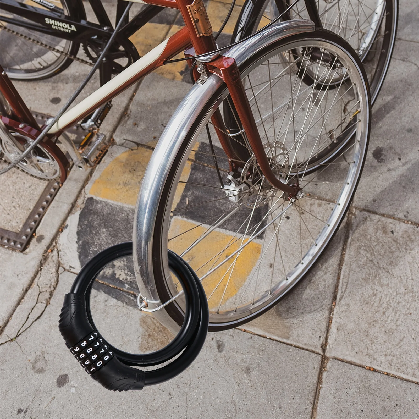 

2Pcs Four-Digit Password Chain Lock Bike Security Anti- Portable Durable Locking for Motorbike Bicycle