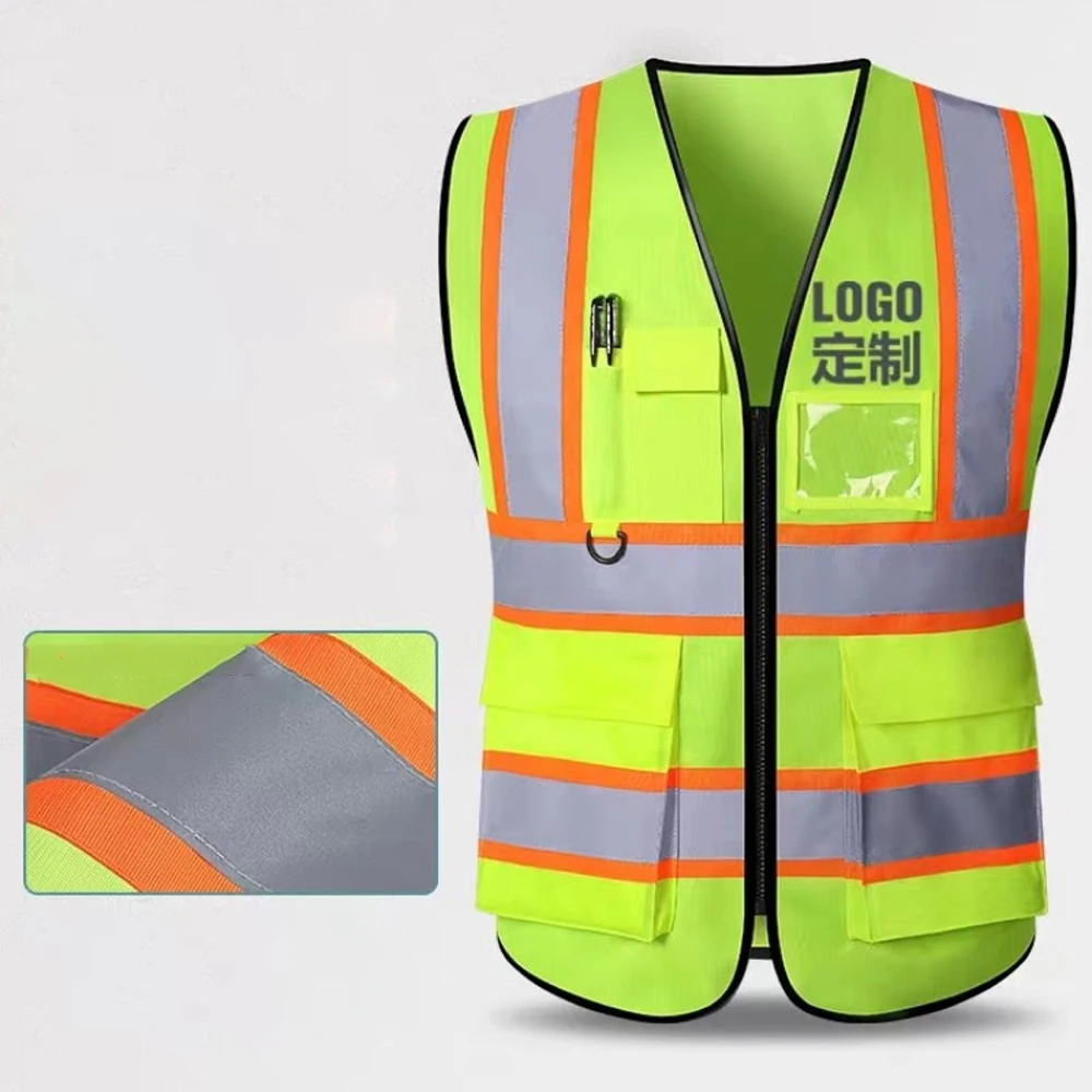 High Visibility Reflective Vest with Multiple Pockets Construction Safety Protective Clothing Traffic Security Fluorescent Vest