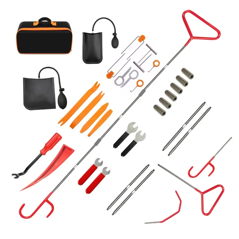 Automotive Tool Set 34-piece Professional Automotive Kit with Stainless Steel Long Distance Fasteners Seamless Wedge Air Wedge