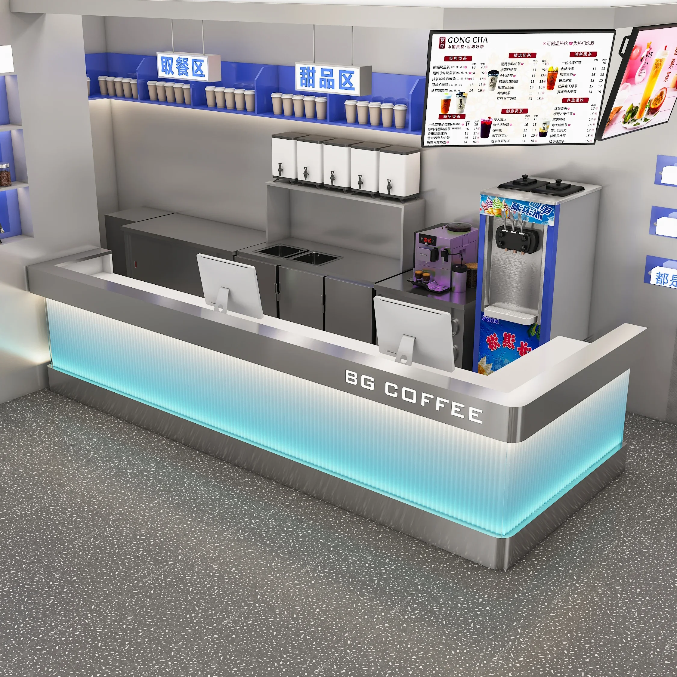 Milk tea shop bar front desk reception desk catering commercial stainless steel High Quality