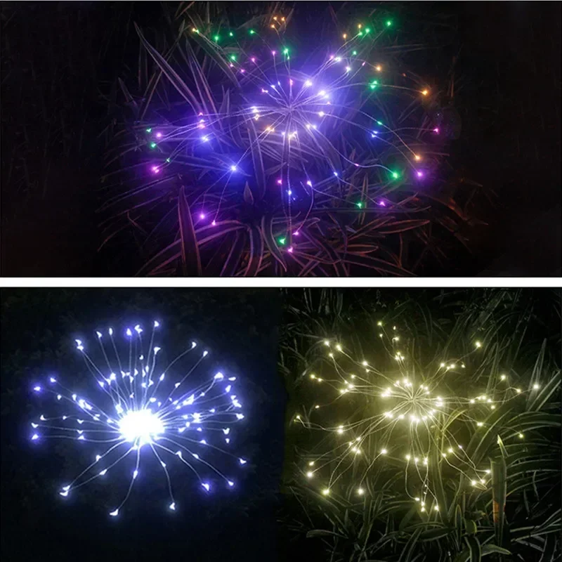 Christmas Decoration Party Wedding New Years Decor Solar LED Firework Light Outdoor Waterproof Garden Solar Garland Fairy Lights