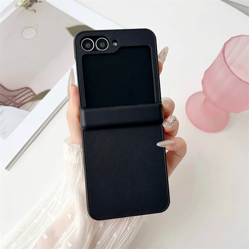 Для Samsung Galaxy Z Flip 7 6 5 4 3, роскошный защитный чехол из искусственной кожи с магнитной петлей на заднюю панель