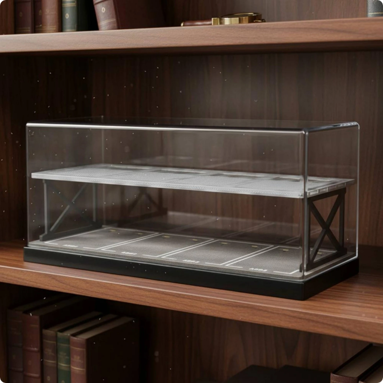 Diorama de Garaje para Autos a Escala 1:64, Garaje de Dos Niveles con Panel Frontal Transparente, Escena en Miniatura, Estacionamiento para Autos de Aleación
