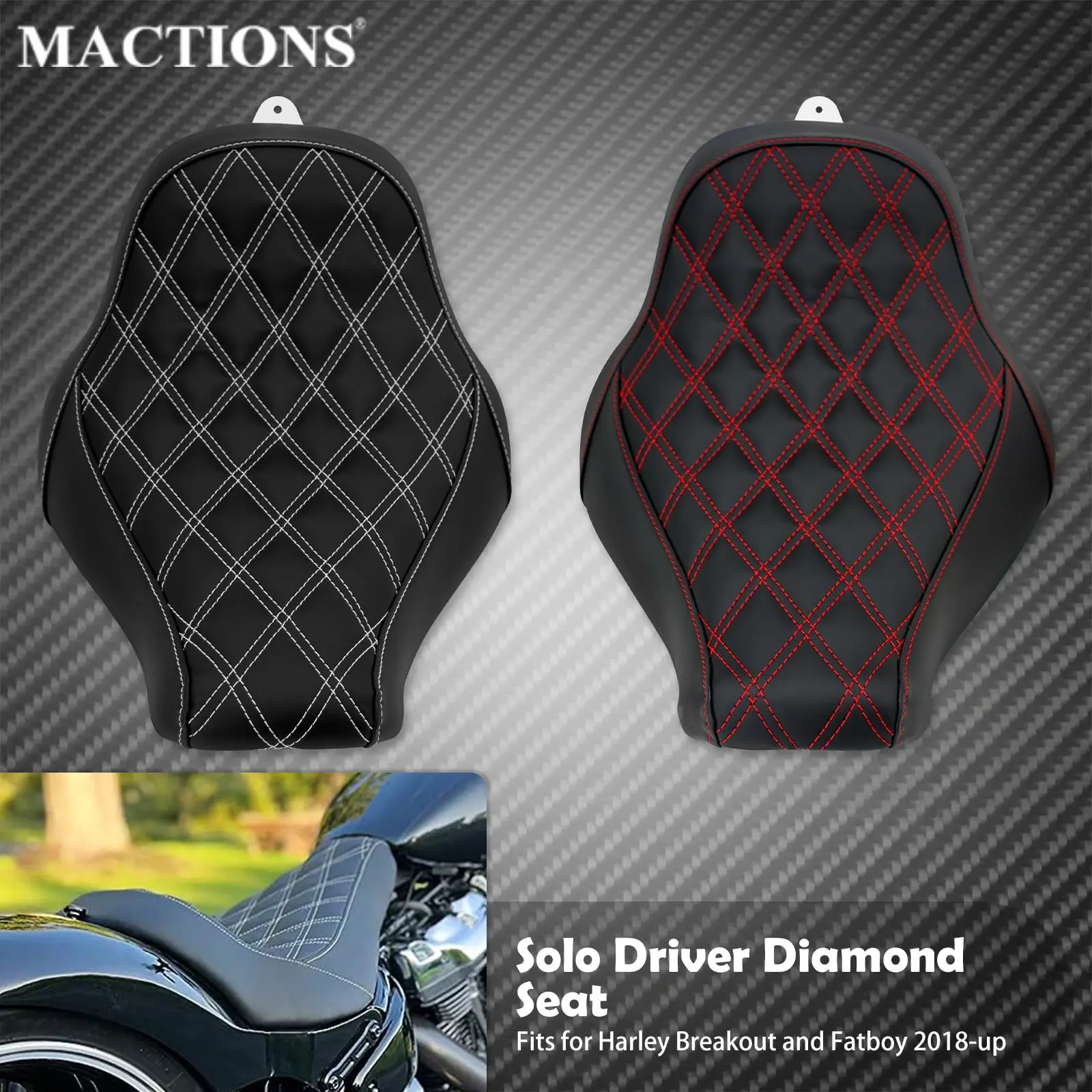 Motocykl Solo Driver diamentowa poduszka niski profil siedzenia czarny dla Harley Softail Breakout Fatboy FXBRS FLSTF 2018-2021 2022 2023