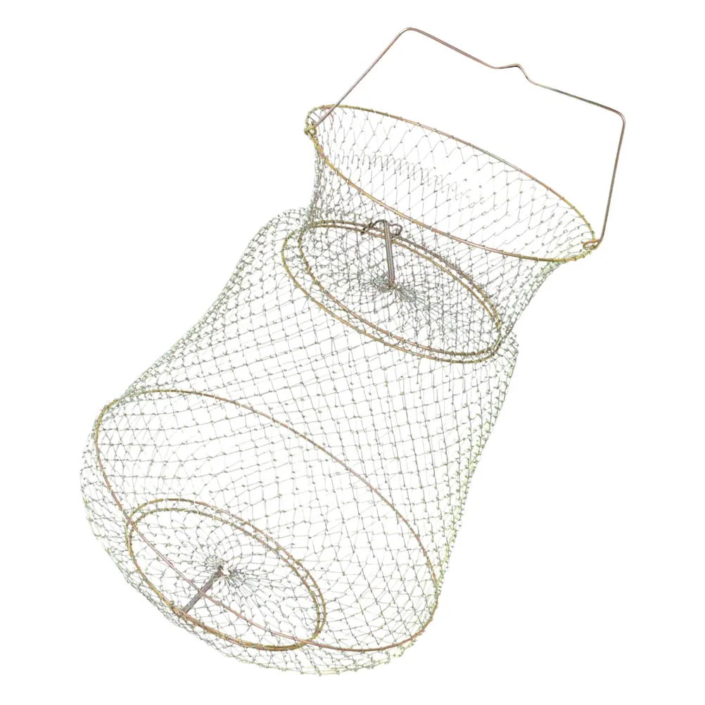 

Iron Foldable Steel Wire Basket Durable Floating Fishing Baskets Crab Mesh Fish Basket For Caught Fish Pot Silver