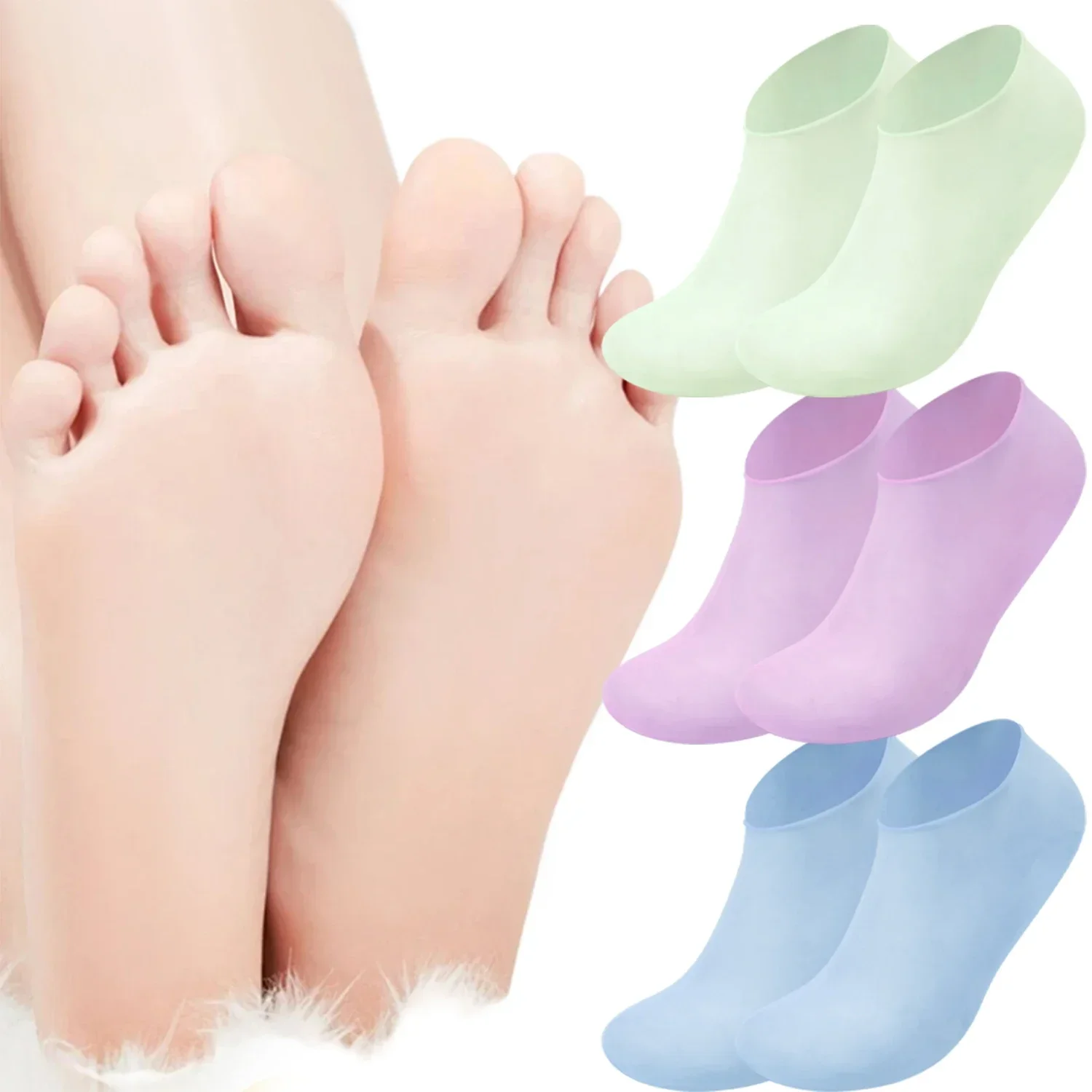 Exfoliating Anti Cracked Silicone Foot Socks 1/5Pairs Moisturizing Foot Care Sock Spa Pedicure Socks Massage Skin Care Gel Sock