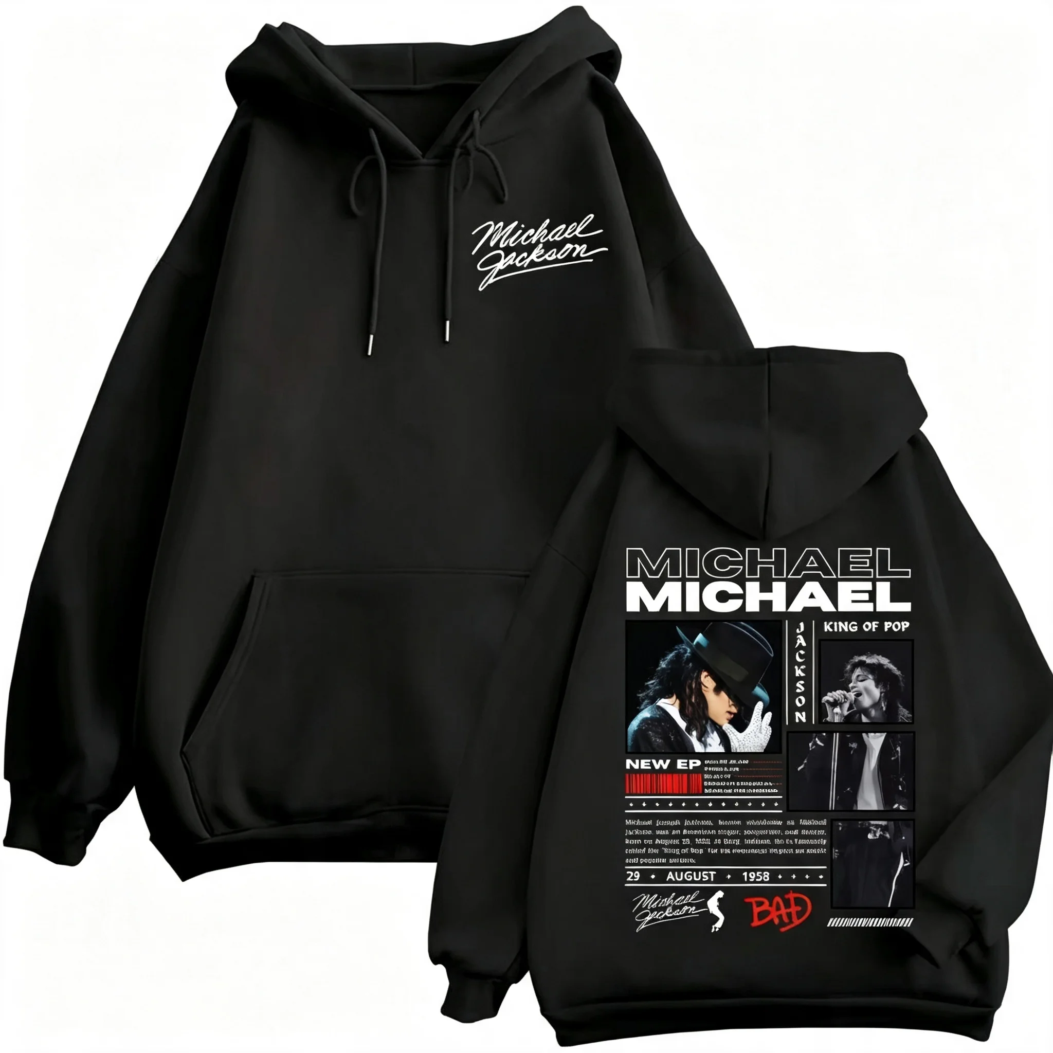 Sänger Michael Jackson Klassische Zipper-Hoodies Rock-Mode Vintage Zip-Up Pullover für Männer und Frauen Lässige Langarm-Sweatshirts – Detail 17