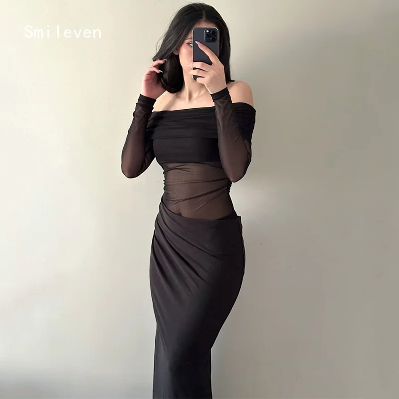 

Smileven Comfortable Black Mermaid Prom Dress Sexy Party Gowns Formal Off The Shoulder Occassion Dress Customized 2026