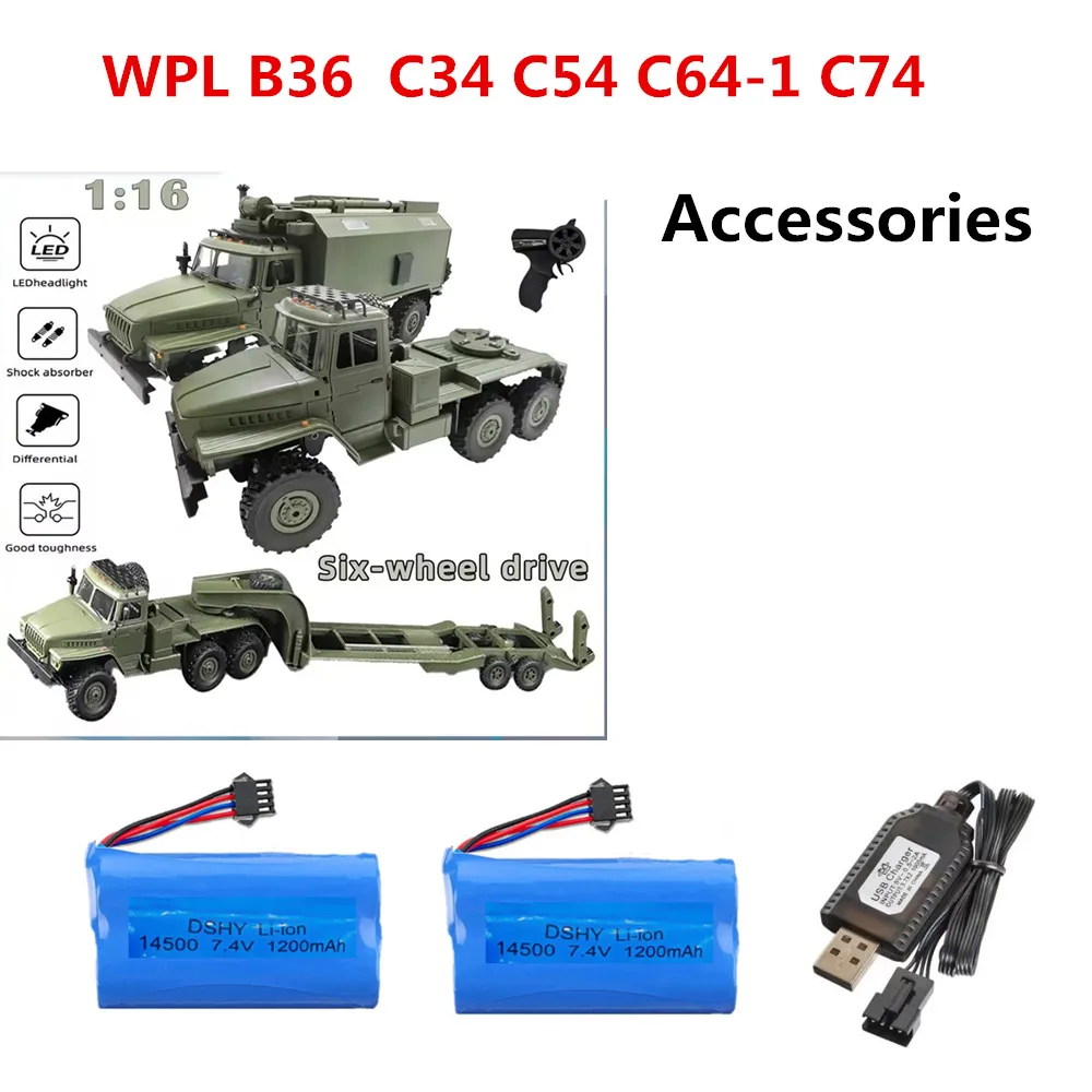 SM-4P Plug 7.4V 1200mAh Lipo Battery / Charging Cable / Use For WPL B36  C34 C54 C64-1 C74 RC Car Battery Parts