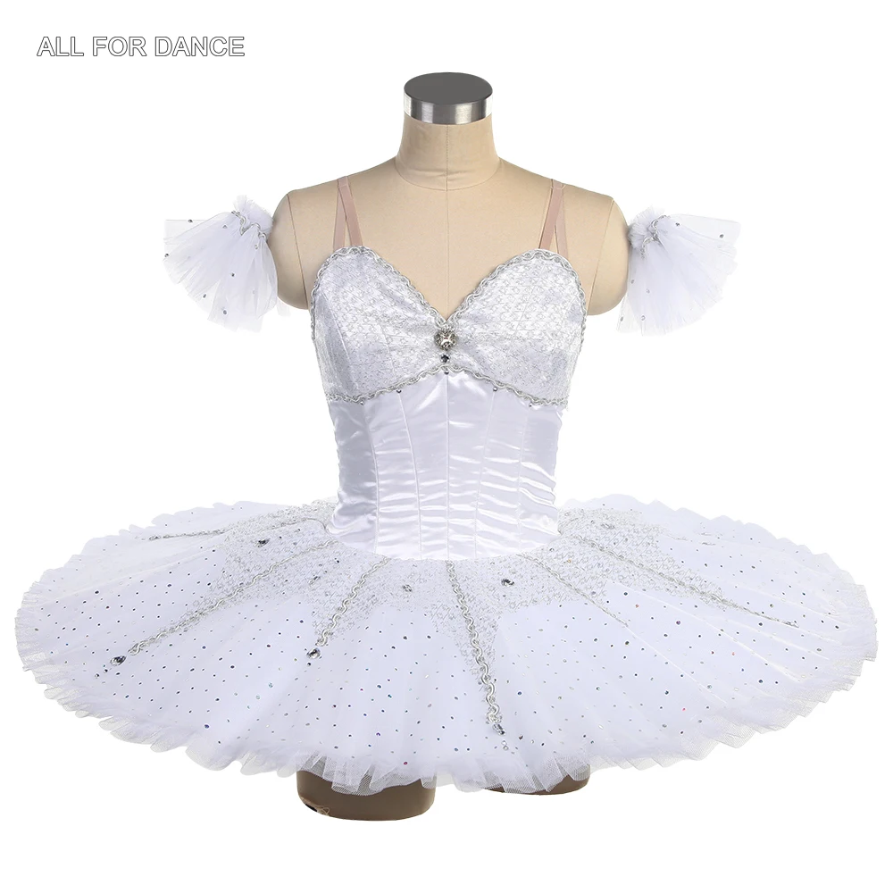 

B23079 Customized White Professional Ballet Tutu Pancake Tutu for Girls & Women Ballerina Performance or Competition Dance Dress