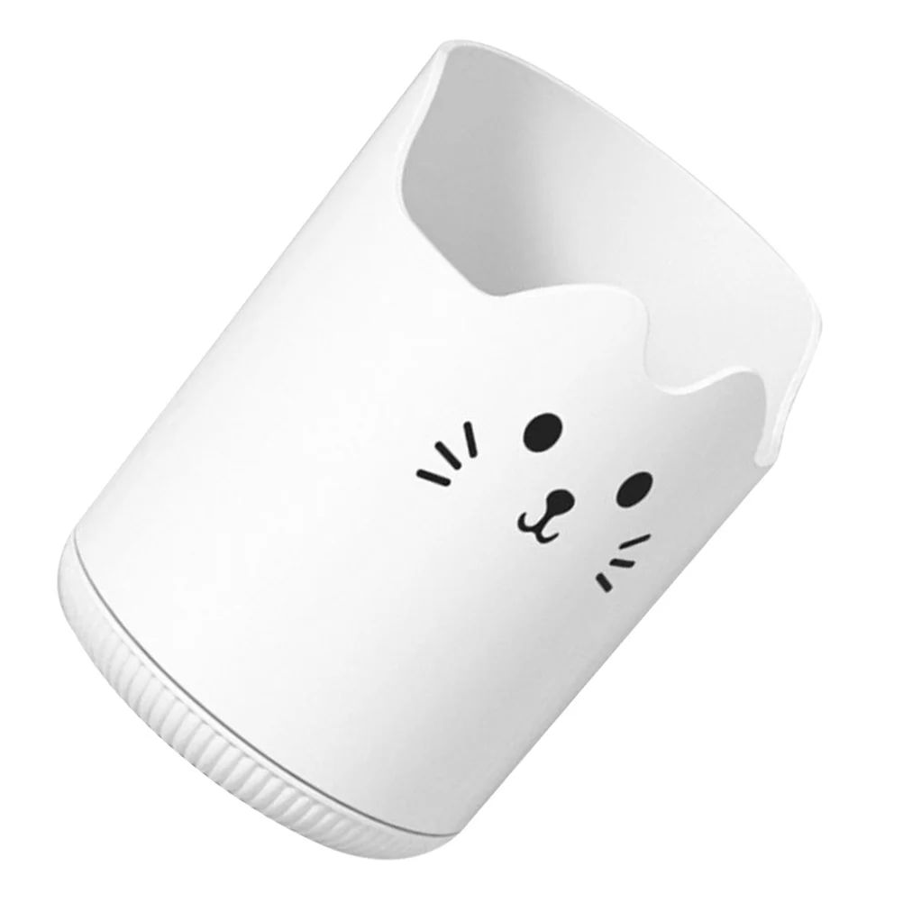 

White PP Makeup Brush Holder with Rotating Design Large Desktop Organizer for Stationery and Beauty Tools Minimalist Desk Tidy