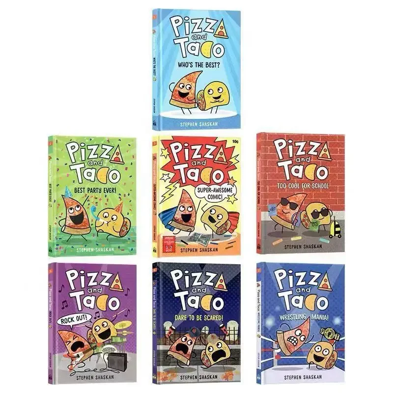 Pizza and Taco 7 Volumes English Version Primary Chapter Color Comic Novel Hardcover English Books