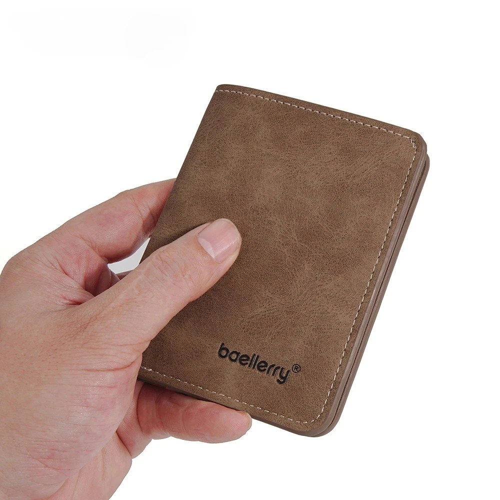 Baellerry Wallet for Men PU Leather Front Pocket Minimalist Money Clip Travel Essentials, Men's Short Purses Card Small Wallets