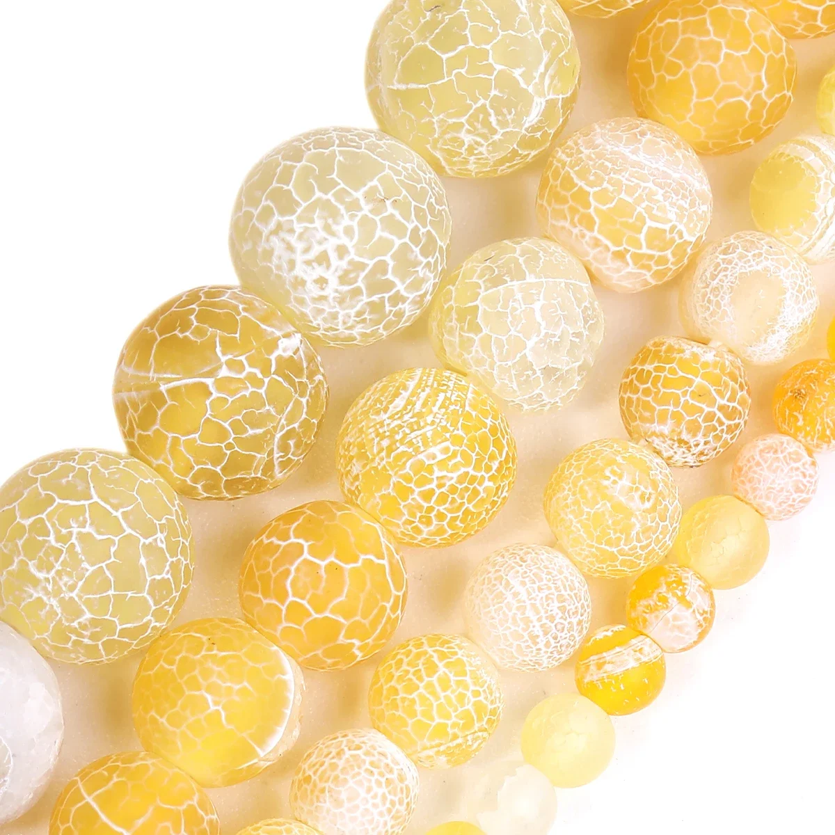 Yellow Weathered Agate Beads Cracked Veins Agates For Jewelry Making DIY Necklace Bracelet Earring 4/6/8/10mm