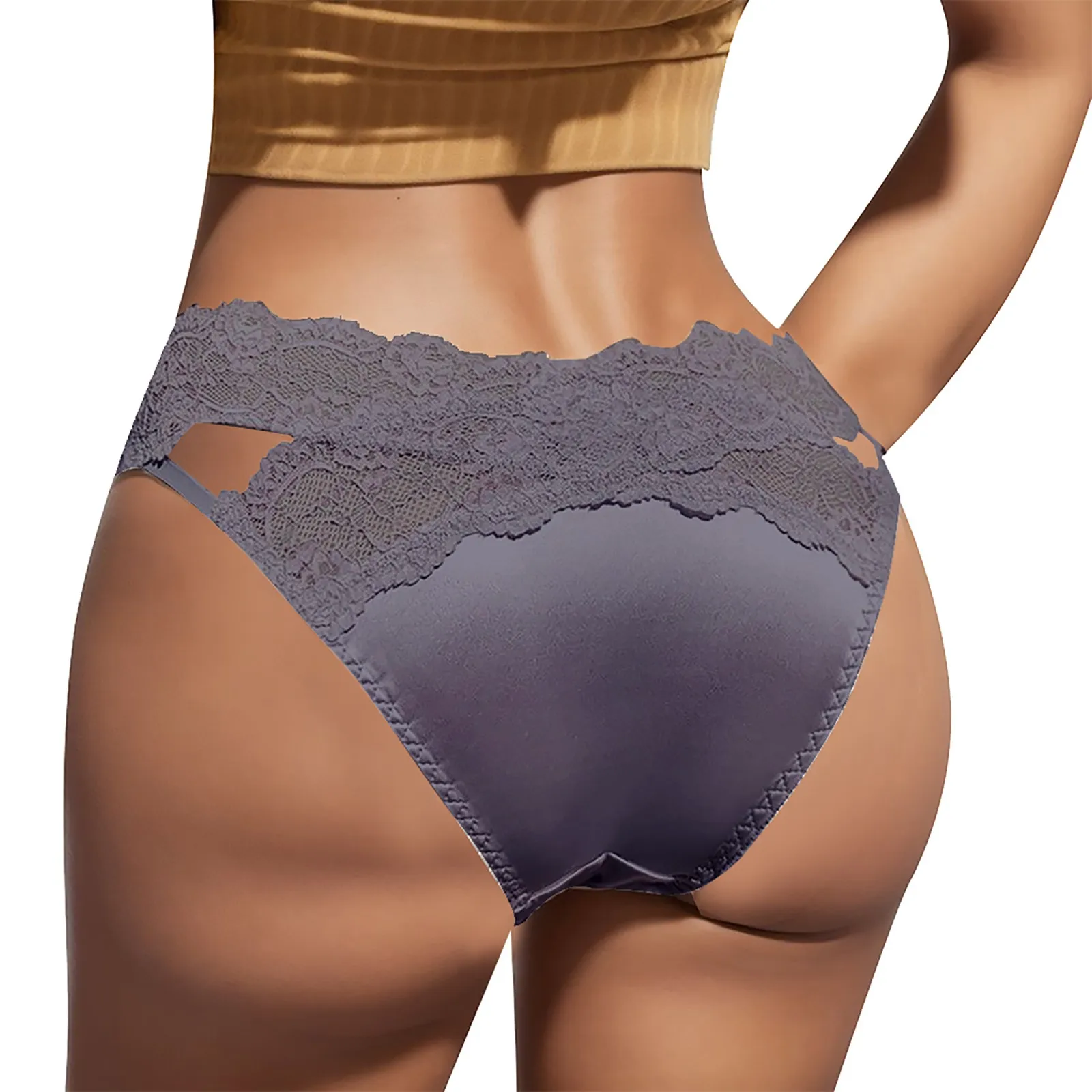 

Sexy Fashion Lace Lingerie Women Large Size Low Waist Panties Soft Design Sense Breathable Solid Color Female Underpants