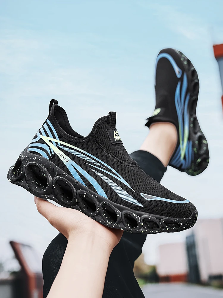 Paar-Sneaker mit dicker Sohle zum Hineinschlüpfen, ausgehöhlte Polsterschuhe, atmungsaktives Mesh, ohne Schnürsenkel, Outdoor-Freizeitschuhe zum Gehen, Übergröße – Detail 7