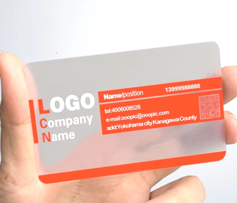500PCS Transparent Business Cards PVC Waterproof Promotion Card Colorful Printted Personalized LOGO Thank You Card Free DESIGN
