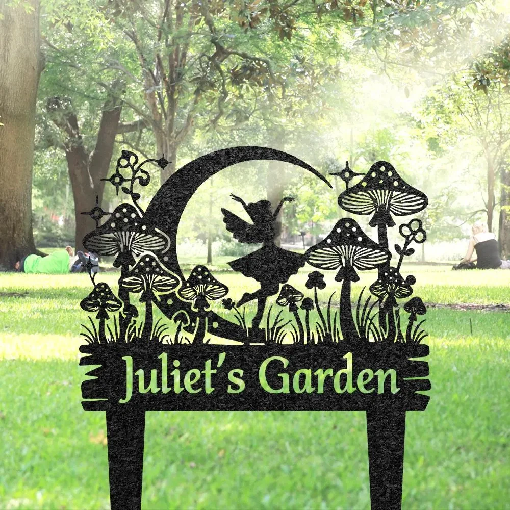 

Personalized Fairy Garden Stake, Custom Metal Fairy Mushroom Yard Sign, Gardening Gift, Garden Metal Art, Yard Garden Decor