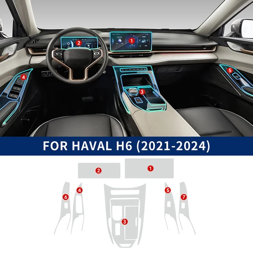 Panel de navegación para consola central de coche, película Interior de Tpu transparente, LHD, para Haval H6 3rd Gen 2021-2024