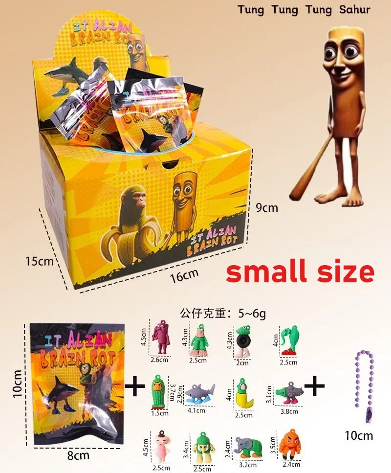 Quente tung tung sahur italiano brainrot figura caixa cega saco cego tralalero tralala bombardino shimpanzini bananini crianças brinquedo presente