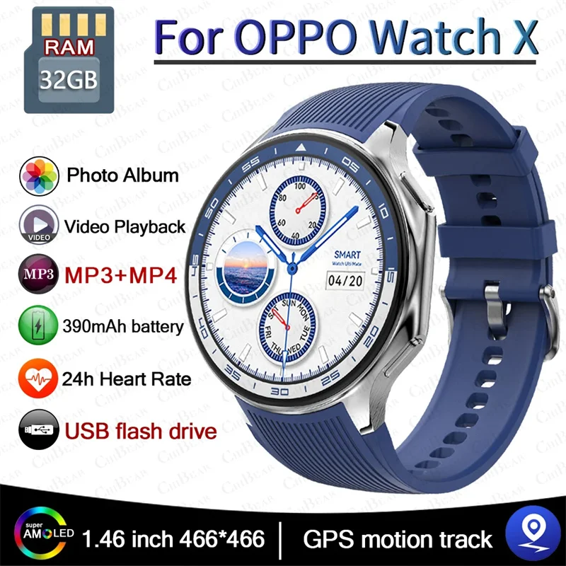 FOR HUAWEI OPPO Watch X Smartwatch Men 32GB 466*466 HD AMOLED Full Touch Screen Bluetooth Call Sport Smart Watch TWS Earphones