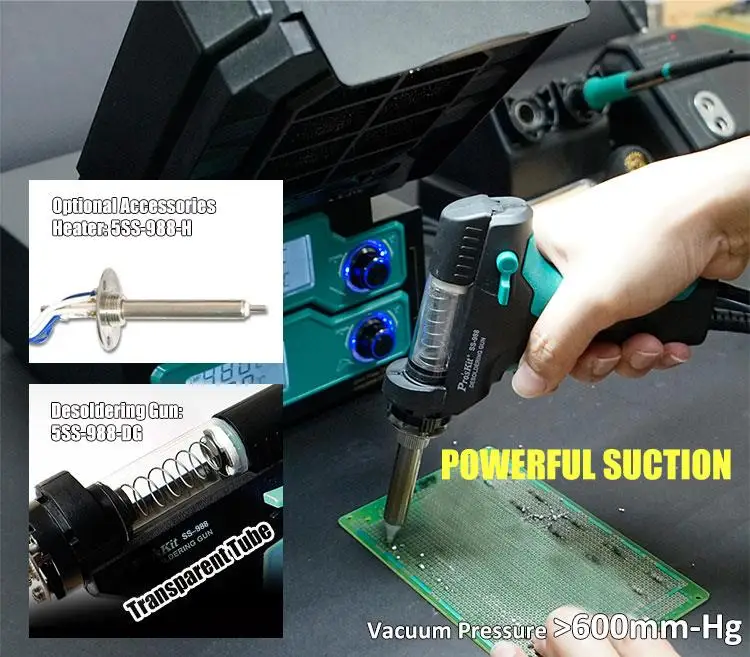 Pro'sKit SS-331H versión actualizada SS-988H 6 en 1 soldador multifunción/estación desoldadora bomba desoldadora absorbente de humo