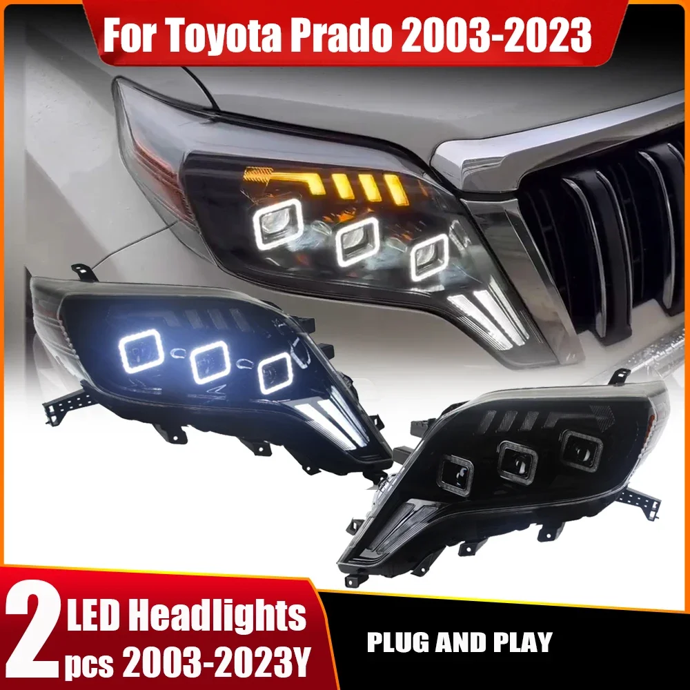 Car Styling for Toyota Prado Headlight 2004-2009 2010-2021 LED Headlight DRL Hid Head Lamp Angel Eye Bi Xenon Beam Accessories