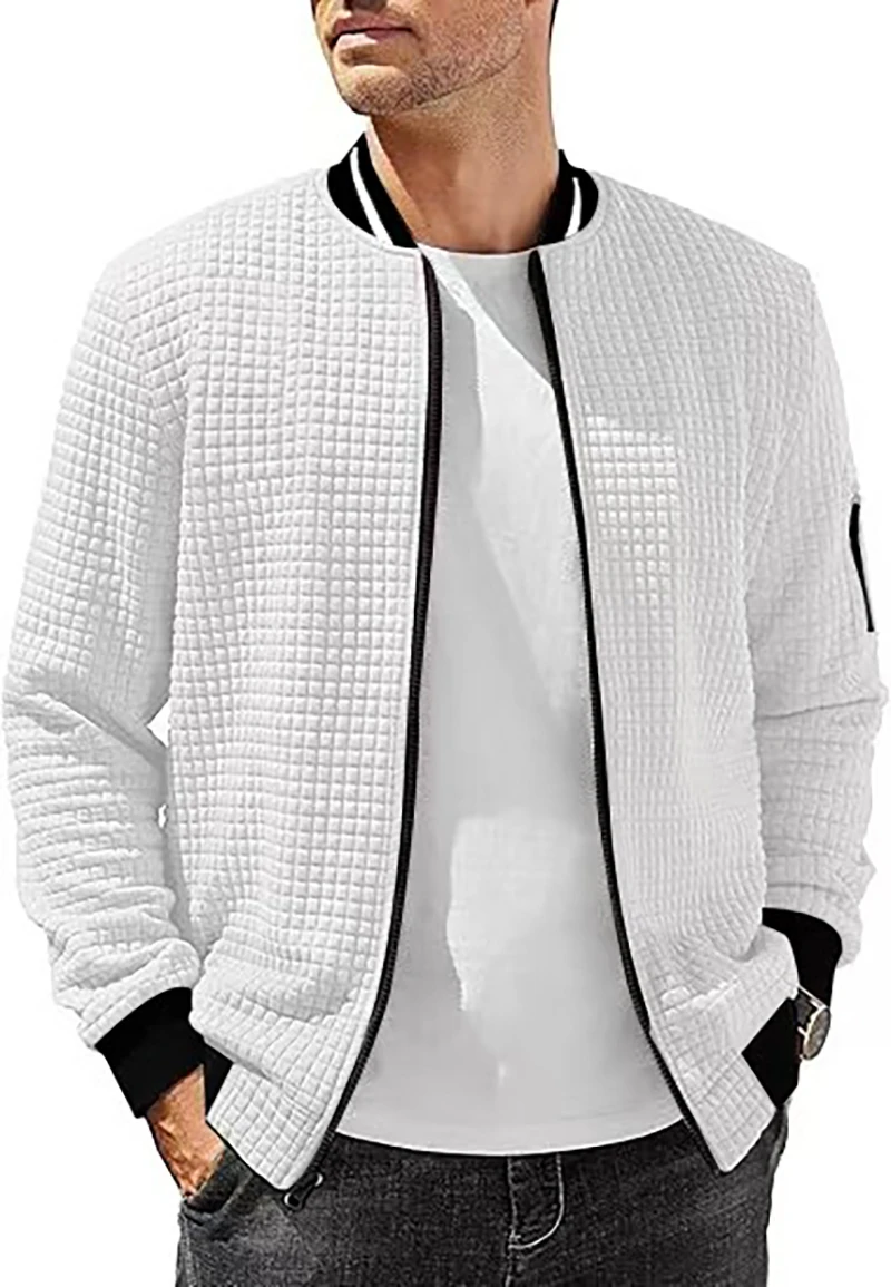 

Autumn And Winter Men's Casual And Fashionable Stand-up Collar Jacket Solid Color Zipper Comfortable And Easy Long-sleeved