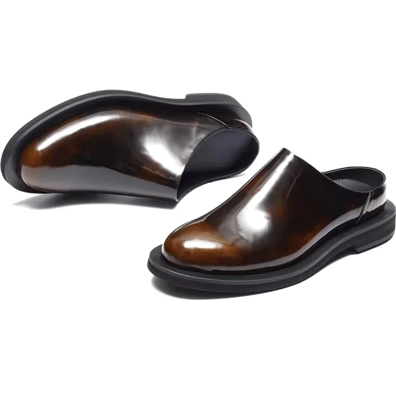 Luxury Men's Slippers Genuine Leather Loafers Men Moccasins Casual Non-slip Man Shoes Italian Summer Fashion Half Shoes for Men