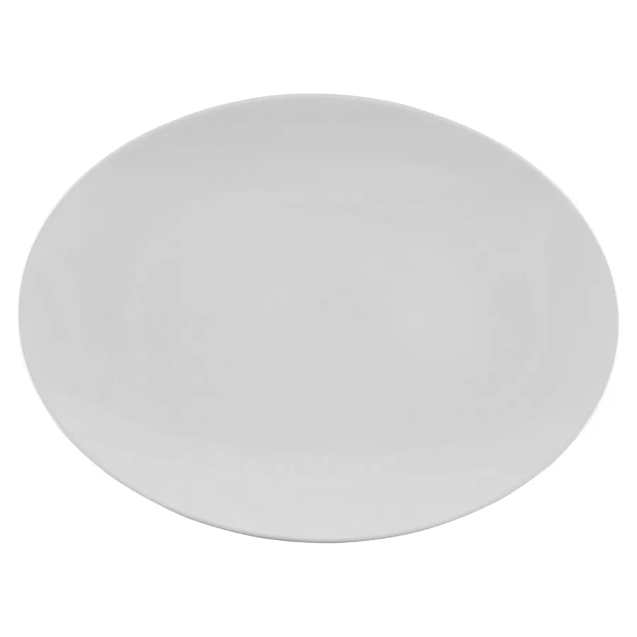 طبق تقديم ميلامين بيضاوي من البلاستيك عالي التحمل، مقاس 18 × 13 بوصة، باللون الأبيض #6