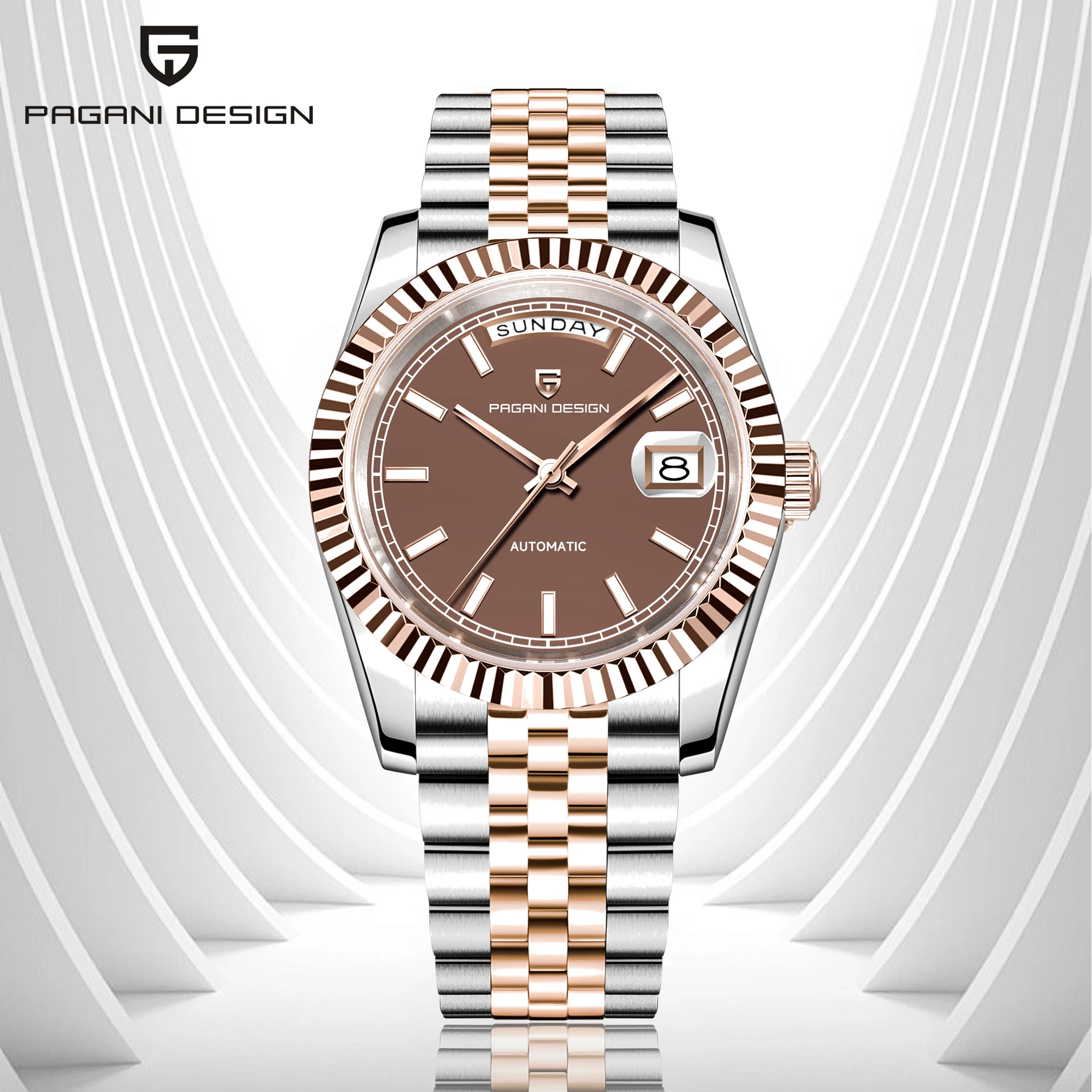 باجاني ديزاين DD36 ساعات رجالية ساعة ميكانيكية ذهبية وردية أوتوماتيكية فاخرة 2025 AR الياقوت مرآة ساعة اليد هدايا رجل الساعات