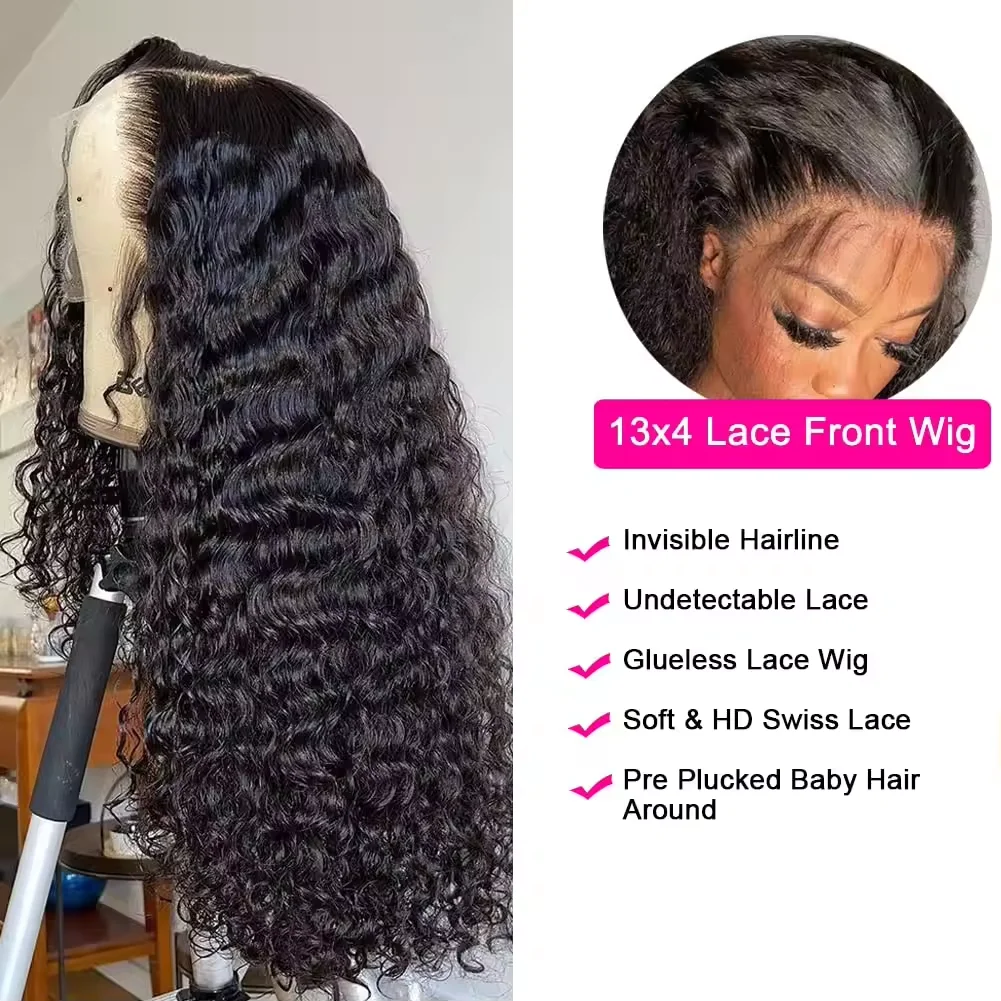 40 Inch Curly 13x4 13x6 HD Transparent Lace Frontal Wig Brazilian Remy 360 Loose Deep Wave Human Hair Lace Front Wigs For Women image 3
