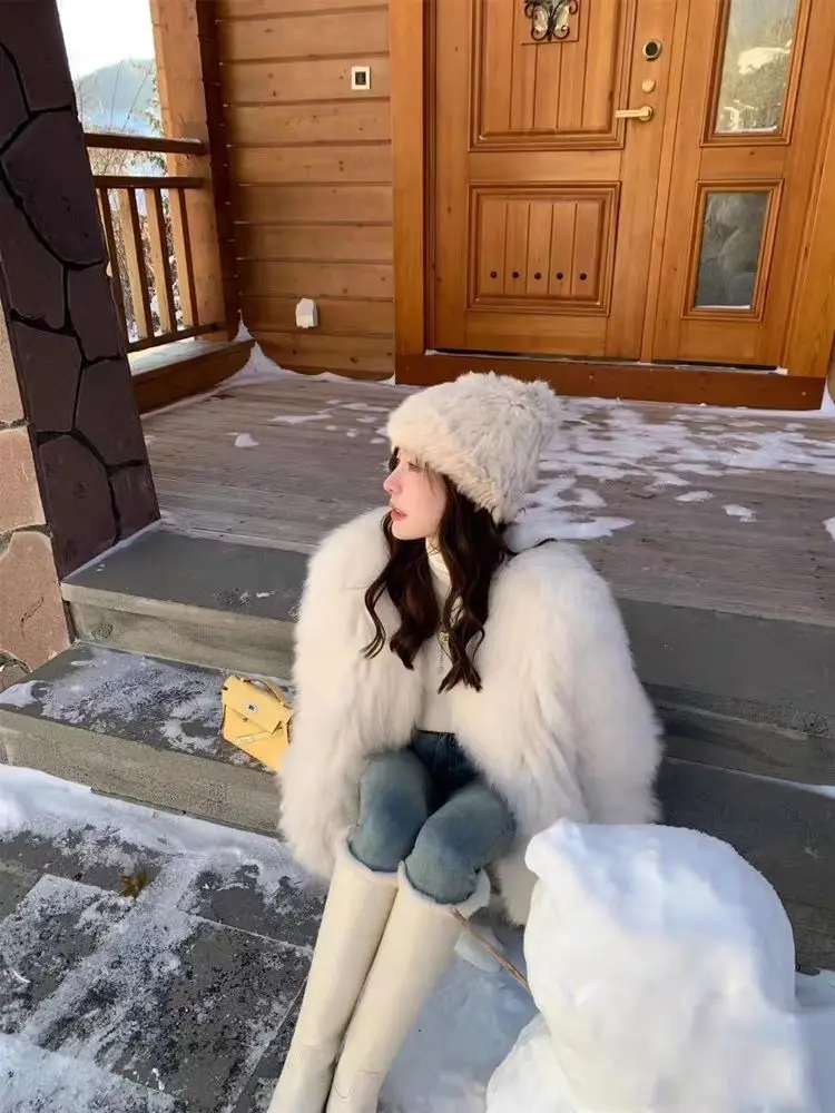 Abrigos grises de piel sintética para mujer, trajes cómodos de punto esponjosos con muescas de alta calidad para madre de otoño, multicolor, a la moda