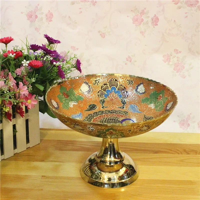 Traditional handicrafts, copper carving tableware, new copper fruit plate, home furnishing, hotel supplies, holiday gifts YT629