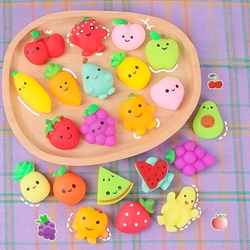 1-24pcs Mochi Squishy Toys Set for Kids Mini Squishies Fruit Squeeze Pack Cute Stress Relief Anxiety Birthday Gift Adults Kids