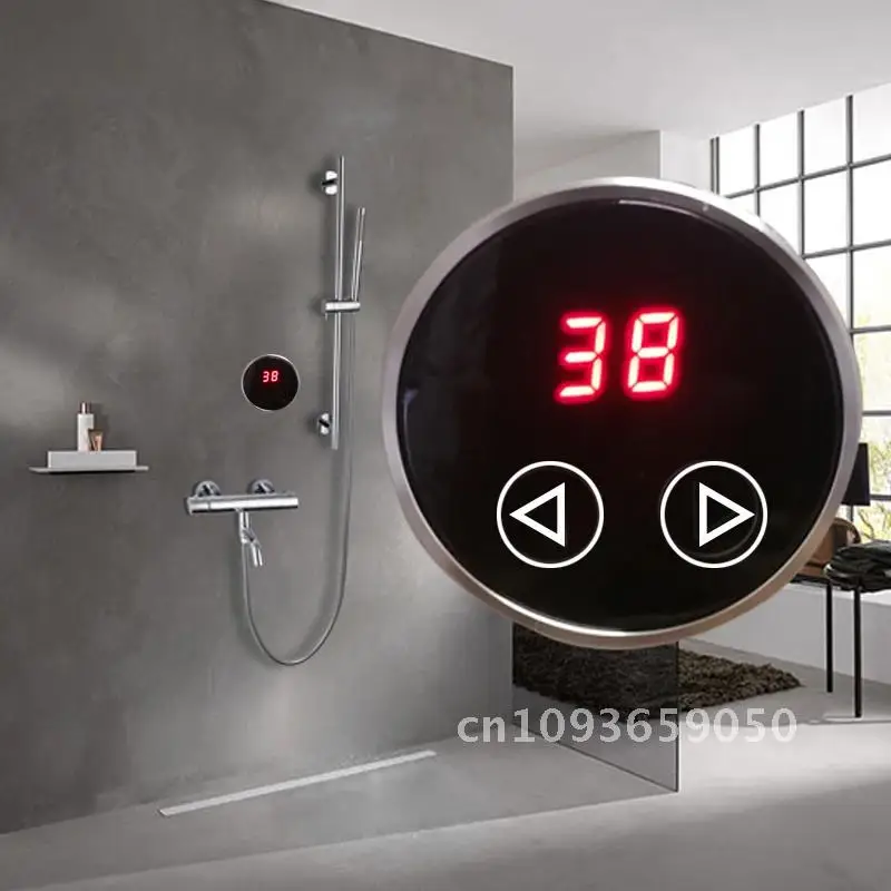 Thermostatic Bathroom Faucets Mounted Smart Touch Round Shower System Wall Taps Digital Temperature Key LCD Mixer Panel Display
