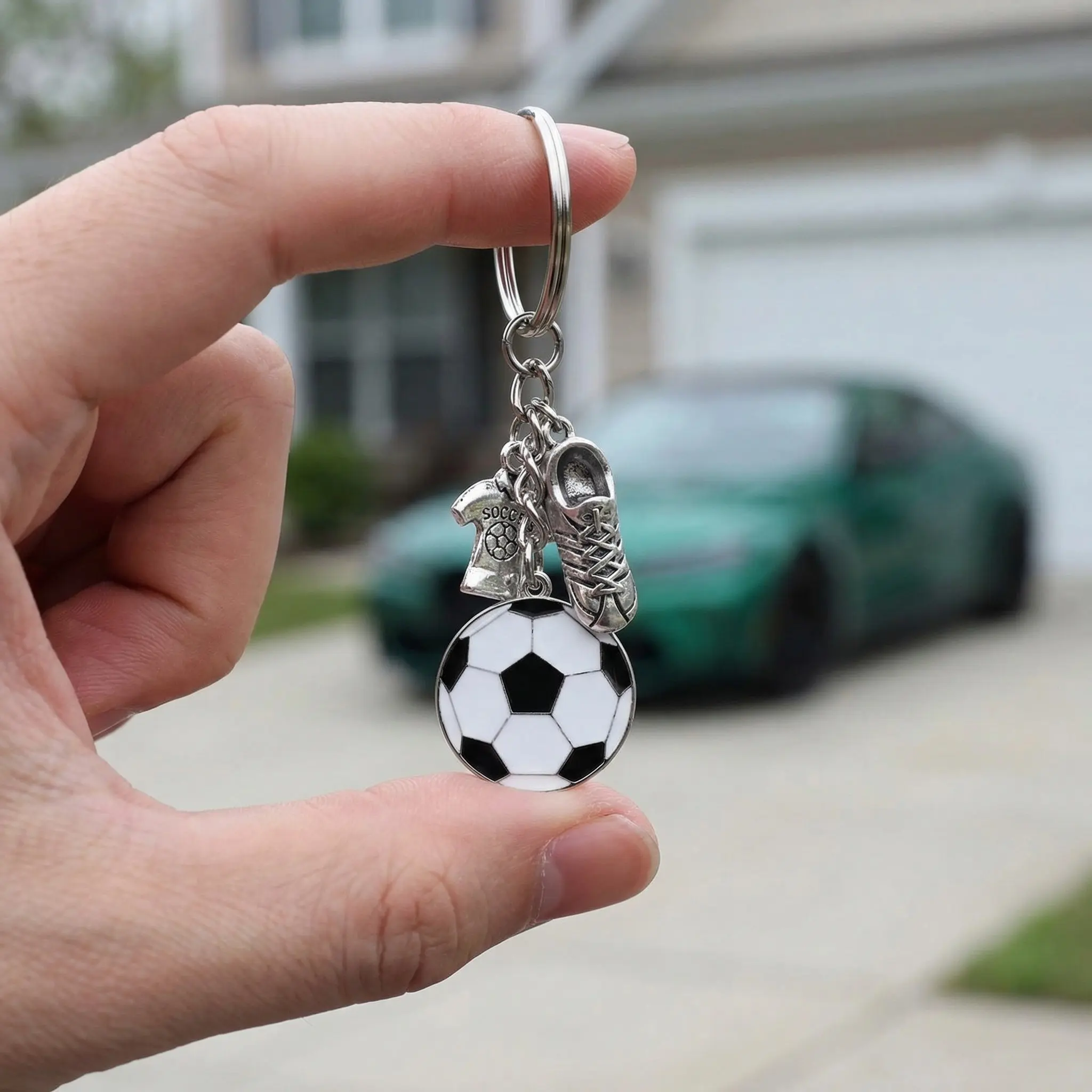 24Pcs Soccer Ball Keychains Mini Football Shoe Pendant Hollow Design Sports Bag Charms Football Fans Souvenirs Soccer Party