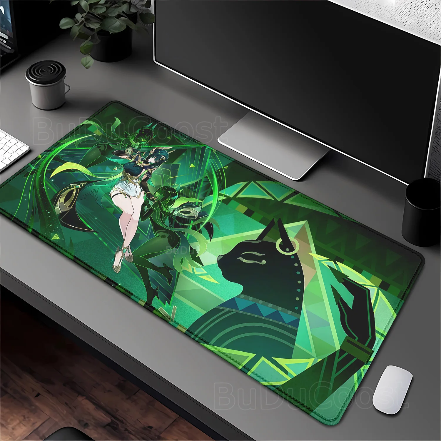 

Nefer Jahoda Genshin Impact Mouse Pad Anime Cute Girl Mousepad Kawaii 90x40cm Non-slip Rubber Gaming office HD printing Desk Mat