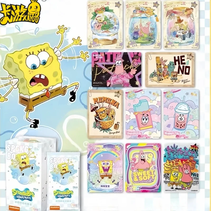 Nowa oryginalna karta Kayou Spongebob Squarepants czas zabawy specjalne opakowanie przygody w gwiaździstych lat kolekcja kart zabawki prezenty