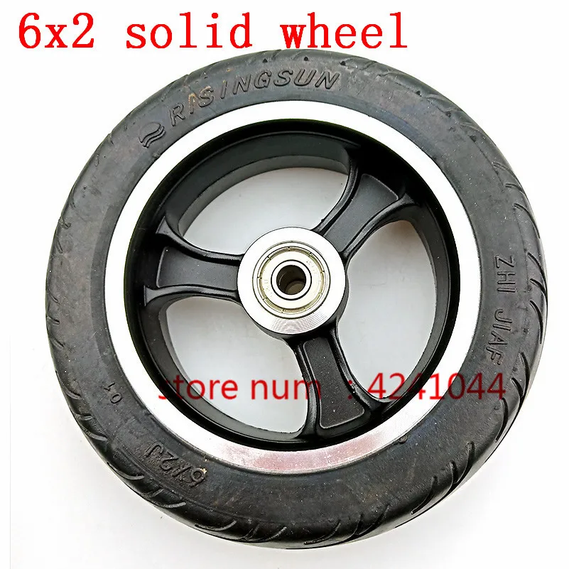 6 Inch Electric Scooter Wheel 6x2  With Air Tire Solid  Metal Hub 608 /628 Bearings 8/10mm Axle Hole Trolley Cart