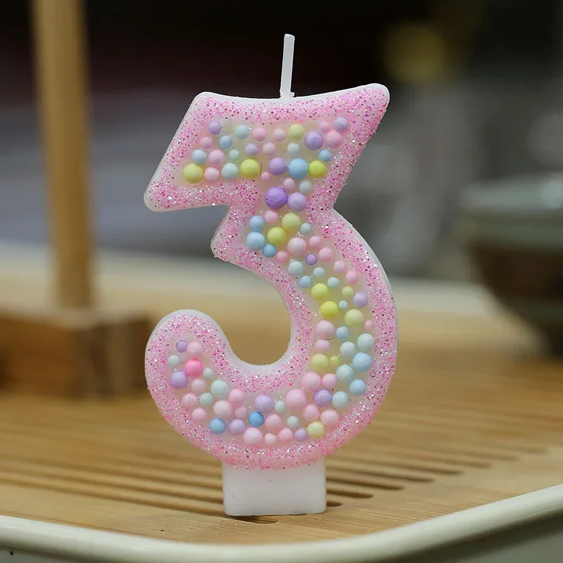Pink Girl 0-9 Number Candles Child Sparkles Party Supplies Birthday Cake Decoration Candle Wedding Memories For Guests Candle