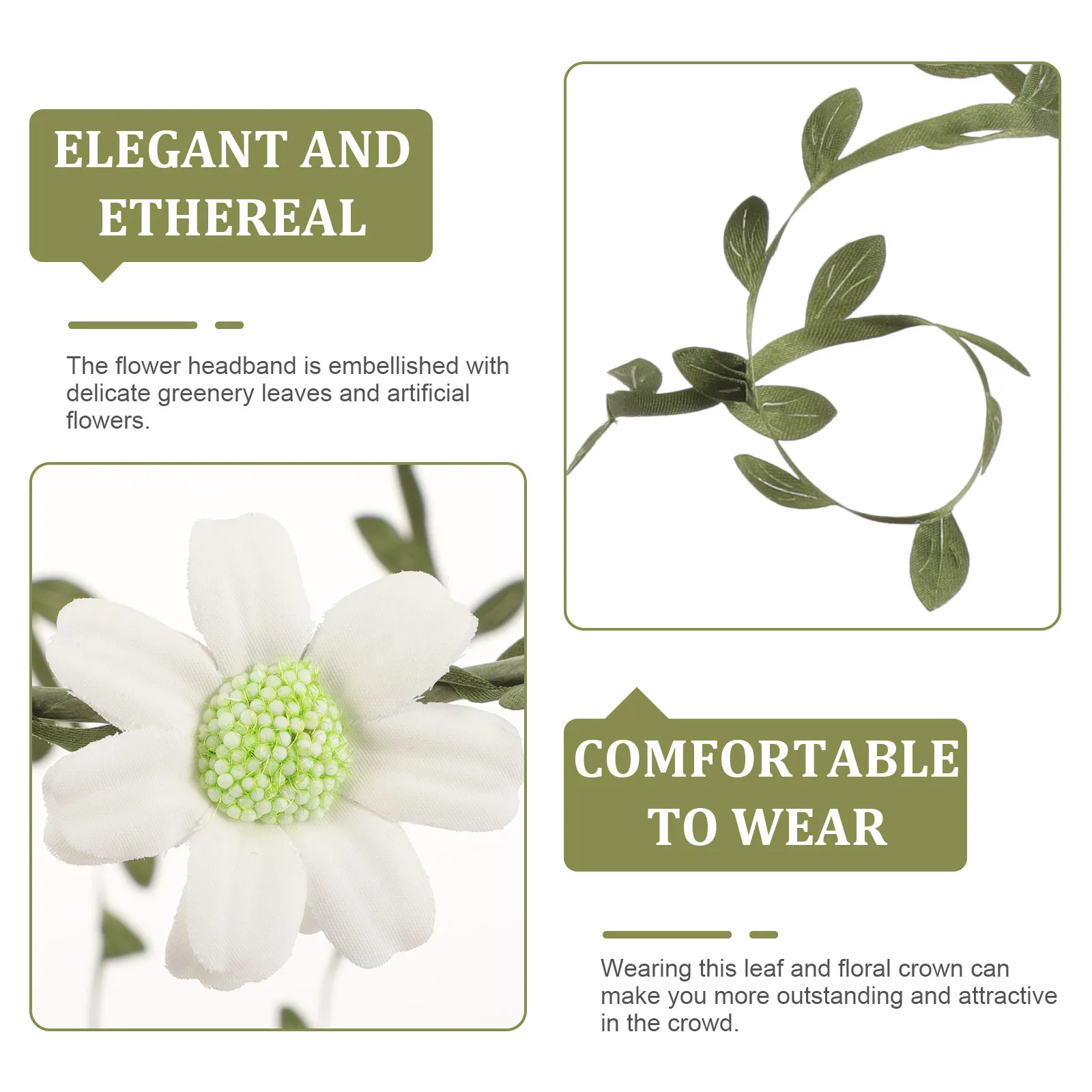 

Flower Hair Wreath for Women Adjustable Elegant Floral Headband for Wedding Bridal Bridesmaid Prom Vacation Fairy