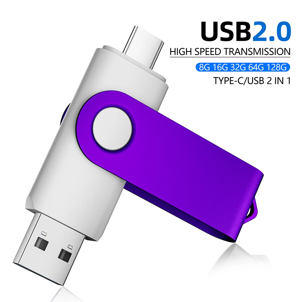 Type-C Purple Clip USB Flash Drive Data Storage Device Portable Memory Stick 4GB 8GB 16GB 32GB 64GB 128GB Pen Driver